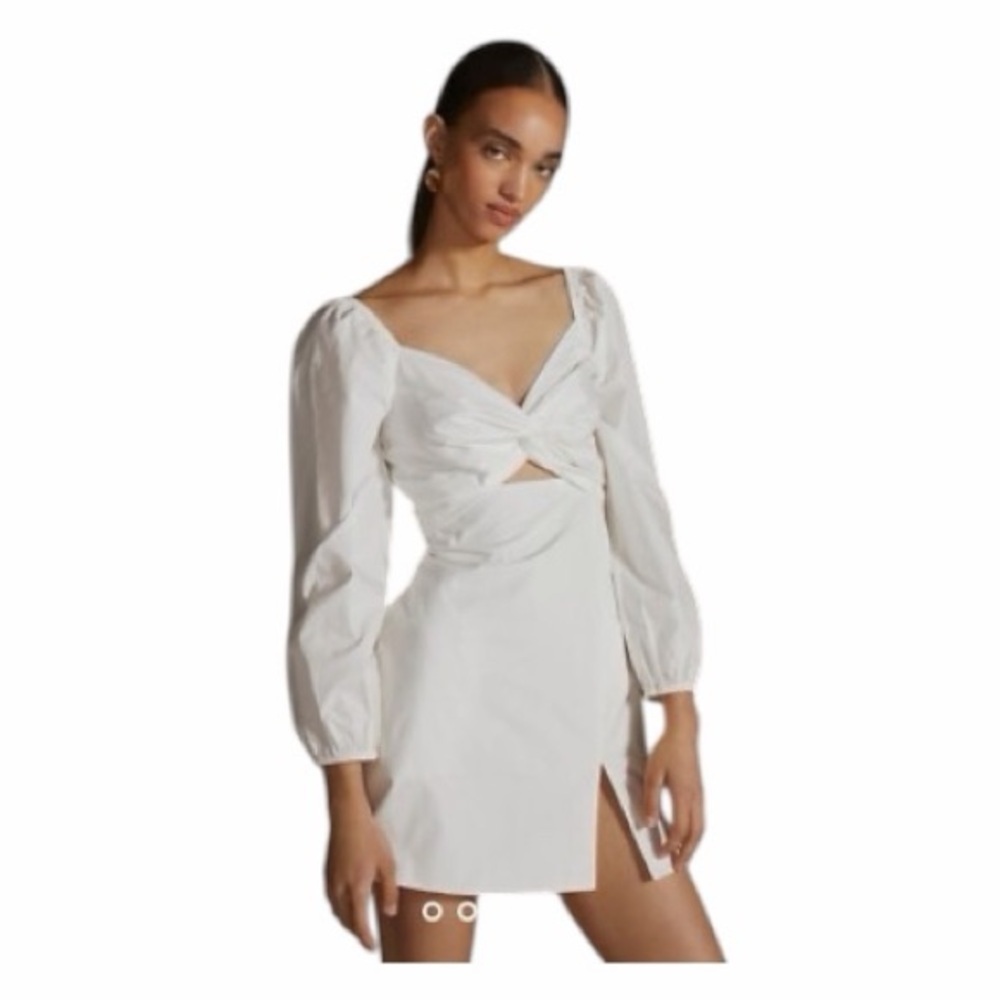 NWT! Mare Mare X Anthropologie White Mini Cut Out Twill Long Sleeve Dress. Small